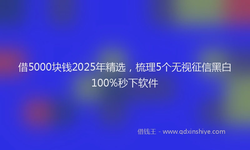 借5000块钱2025年精选，梳理5个无视征信黑白100%秒下软件