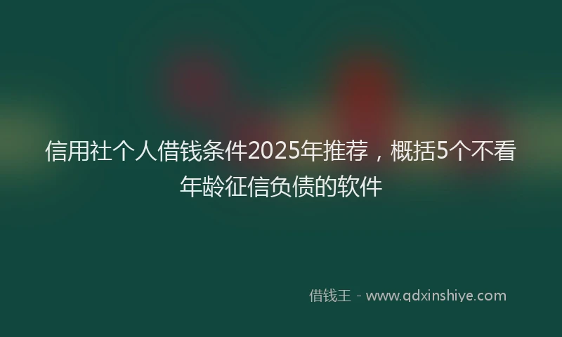 信用社个人借钱条件2025年推荐，概括5个不看年龄征信负债的软件