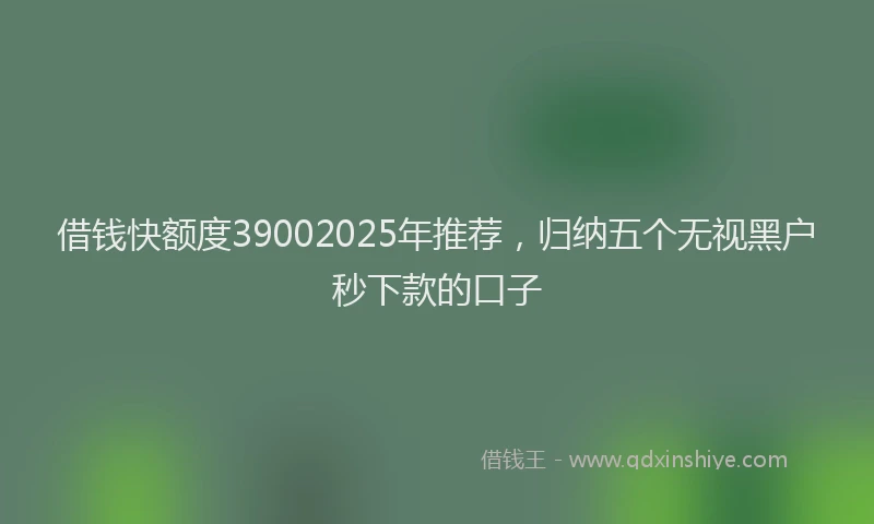 借钱快额度39002025年推荐，归纳五个无视黑户秒下款的口子