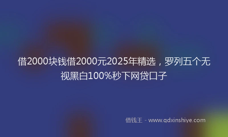 借2000块钱借2000元2025年精选，罗列五个无视黑白100%秒下网贷口子
