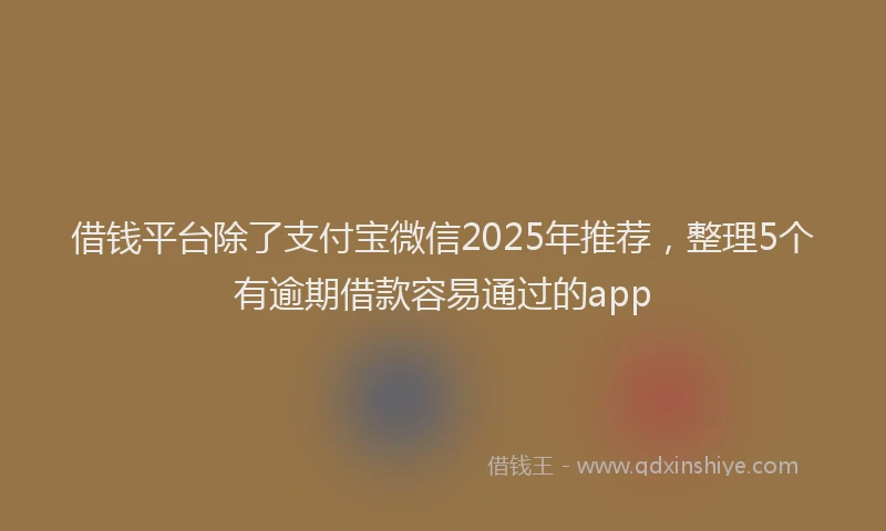借钱平台除了支付宝微信2025年推荐，整理5个有逾期借款容易通过的app