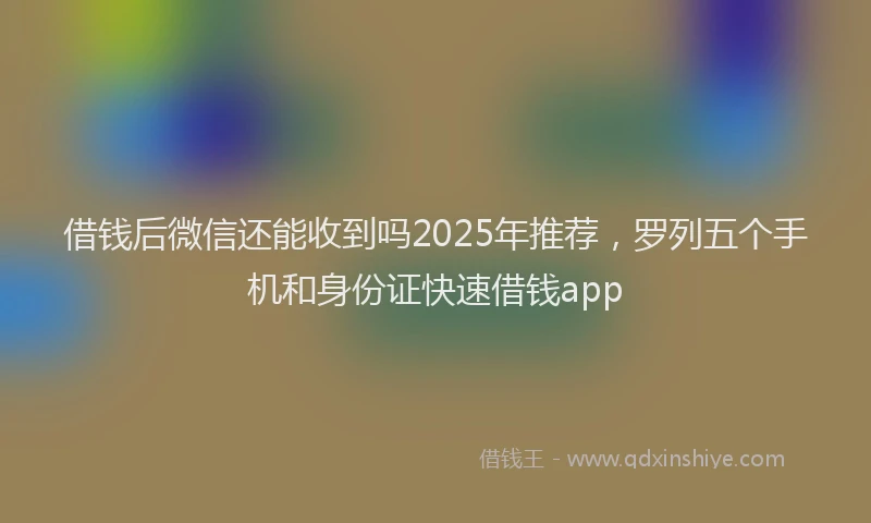 借钱后微信还能收到吗2025年推荐，罗列五个手机和身份证快速借钱app