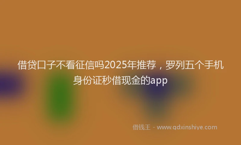借贷口子不看征信吗2025年推荐，罗列五个手机身份证秒借现金的app