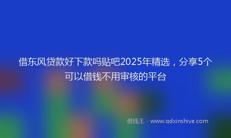 借东风贷款好下款吗贴吧2025年精选，分享5个可以借钱不用审核的平台