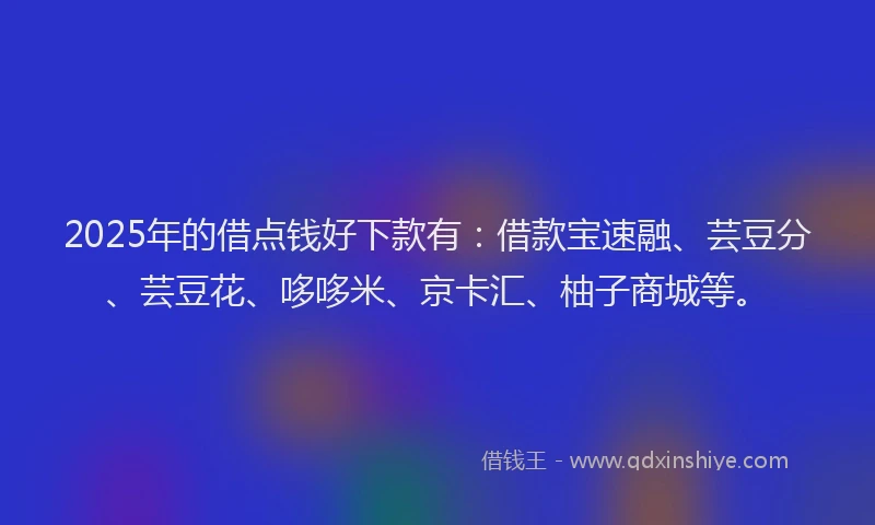 2025年的借点钱好下款有：借款宝速融、芸豆分、芸豆花、哆哆米、京卡汇、柚子商城等。