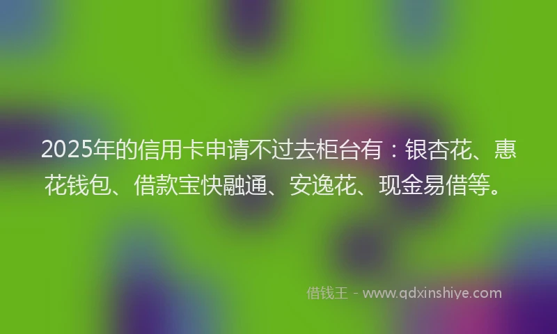 2025年的信用卡申请不过去柜台有：银杏花、惠花钱包、借款宝快融通、安逸花、现金易借等。