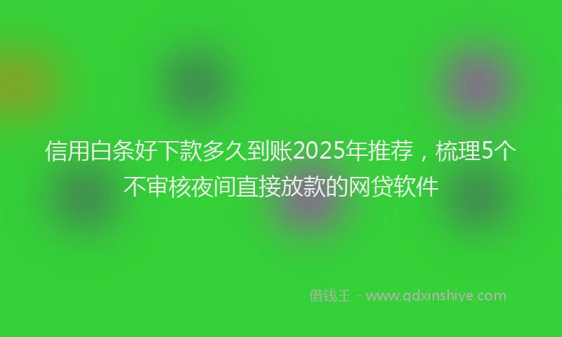 信用白条好下款多久到账2025年推荐，梳理5个不审核夜间直接放款的网贷软件