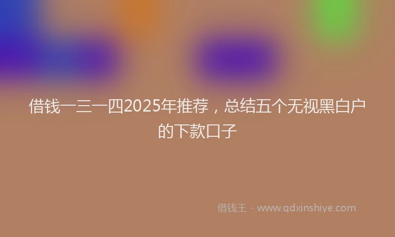借钱一三一四2025年推荐，总结五个无视黑白户的下款口子