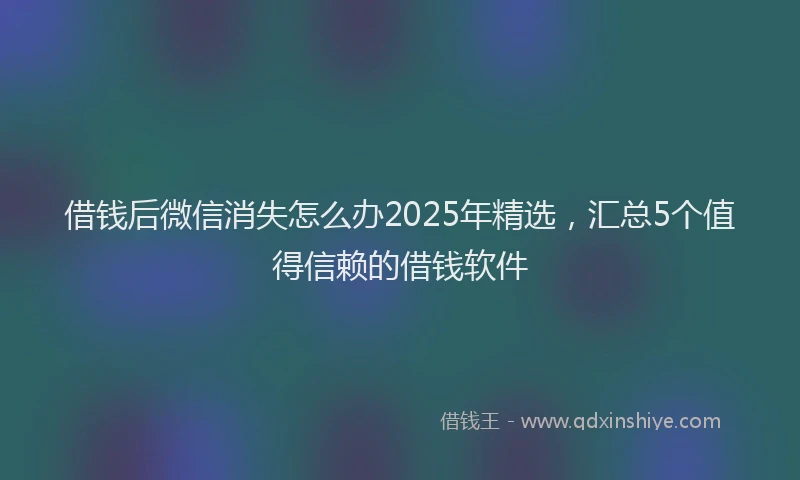 借钱后微信消失怎么办2025年精选，汇总5个值得信赖的借钱软件
