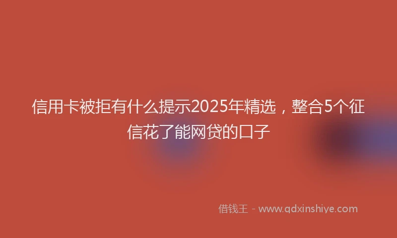 信用卡被拒有什么提示2025年精选，整合5个征信花了能网贷的口子