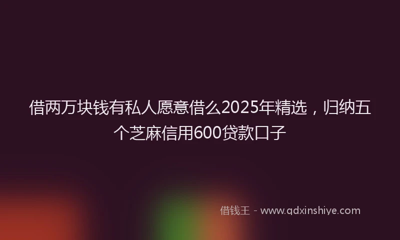 借两万块钱有私人愿意借么2025年精选，归纳五个芝麻信用600贷款口子