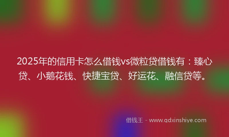 2025年的信用卡怎么借钱vs微粒贷借钱有：臻心贷、小鹅花钱、快捷宝贷、好运花、融信贷等。