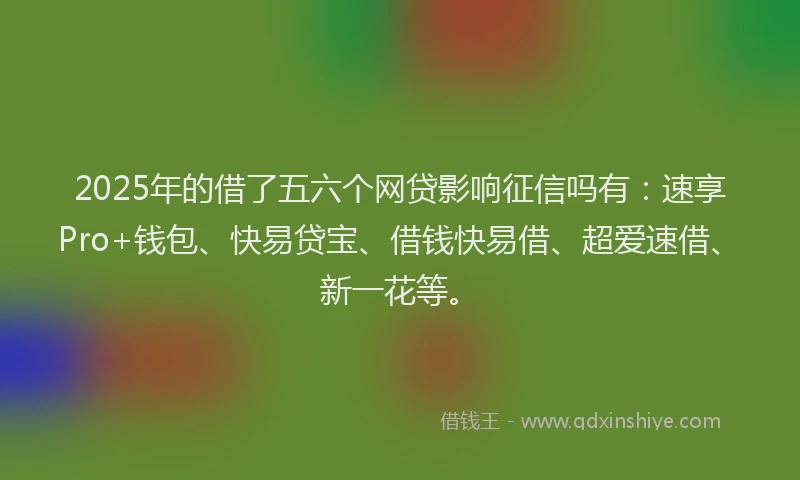 2025年的借了五六个网贷影响征信吗有：速享Pro+钱包、快易贷宝、借钱快易借、超爱速借、新一花等。