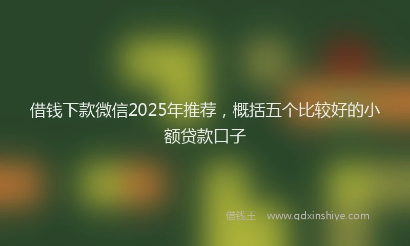 借钱下款微信2025年推荐，概括五个比较好的小额贷款口子