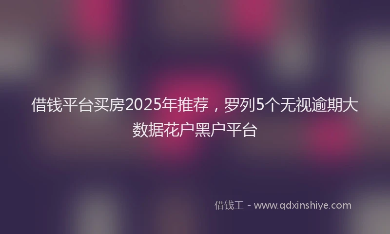 借钱平台买房2025年推荐，罗列5个无视逾期大数据花户黑户平台