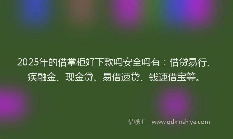 2025年的借掌柜好下款吗安全吗有：借贷易行、疾融金、现金贷、易借速贷、钱速借宝等。