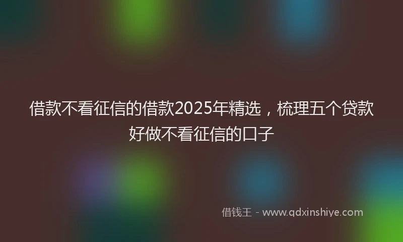 借款不看征信的借款2025年精选，梳理五个贷款好做不看征信的口子