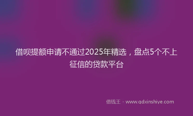 借呗提额申请不通过2025年精选，盘点5个不上征信的贷款平台