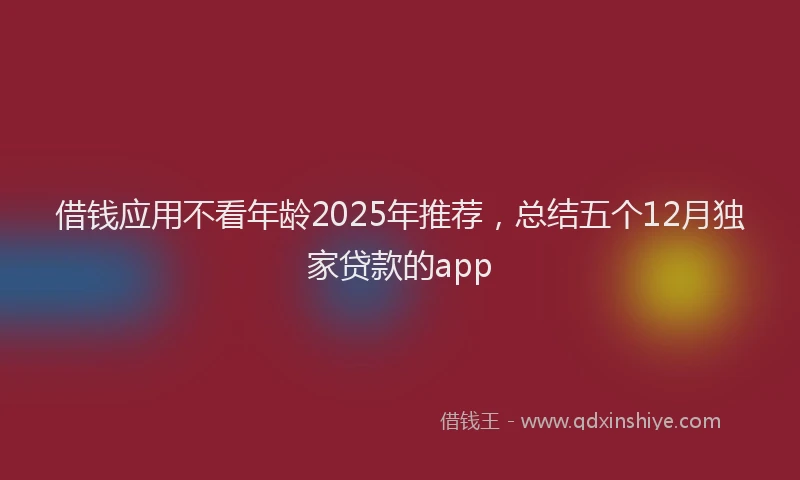 借钱应用不看年龄2025年推荐，总结五个12月独家贷款的app