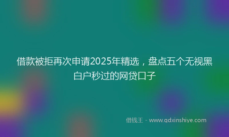 借款被拒再次申请2025年精选，盘点五个无视黑白户秒过的网贷口子