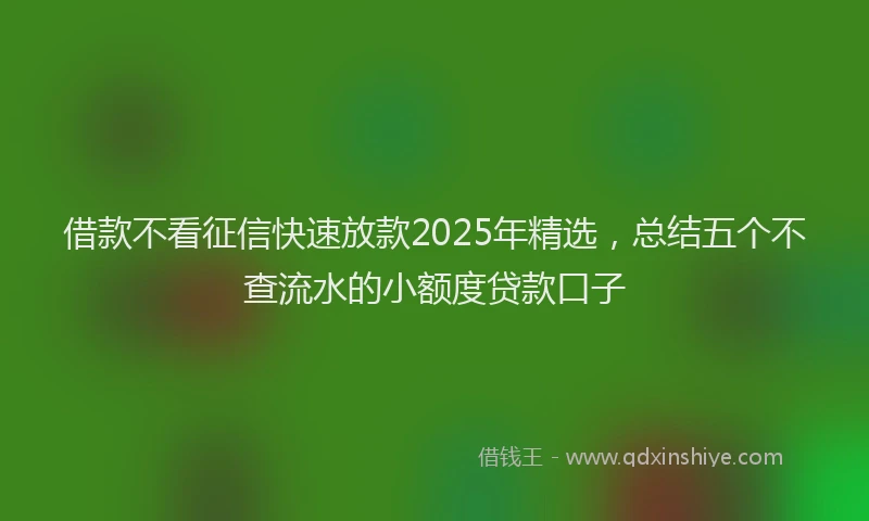 借款不看征信快速放款2025年精选，总结五个不查流水的小额度贷款口子