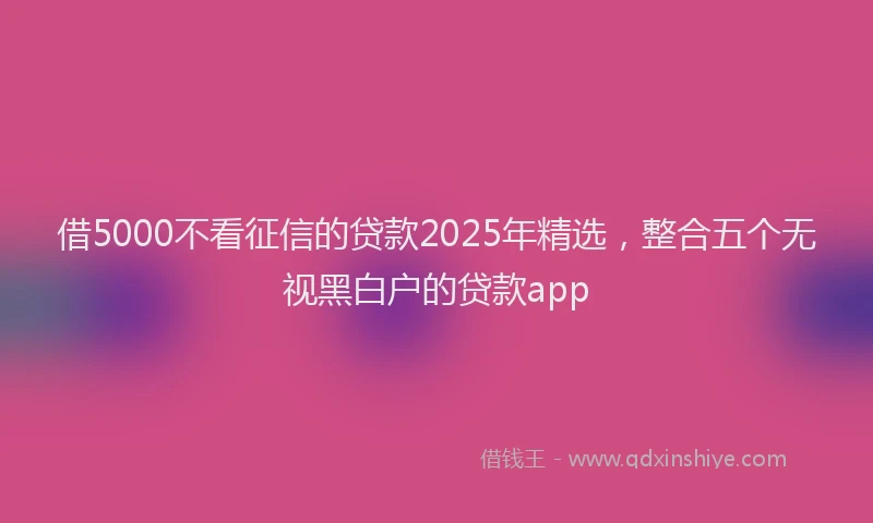 借5000不看征信的贷款2025年精选，整合五个无视黑白户的贷款app