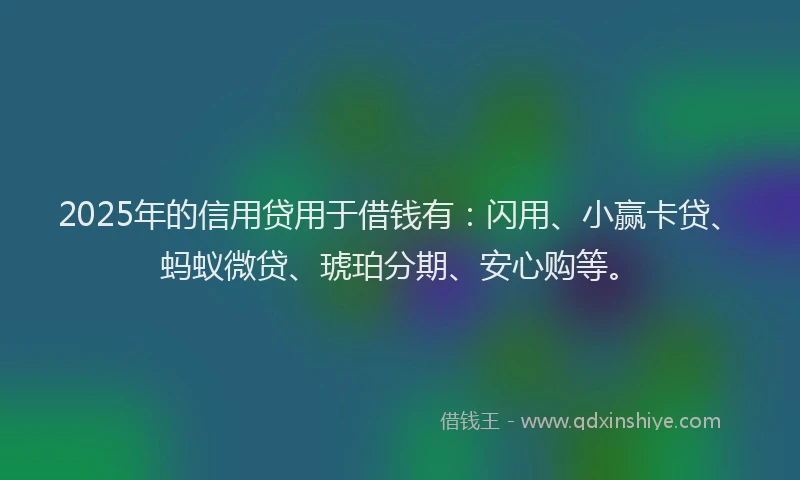 2025年的信用贷用于借钱有：闪用、小赢卡贷、蚂蚁微贷、琥珀分期、安心购等。