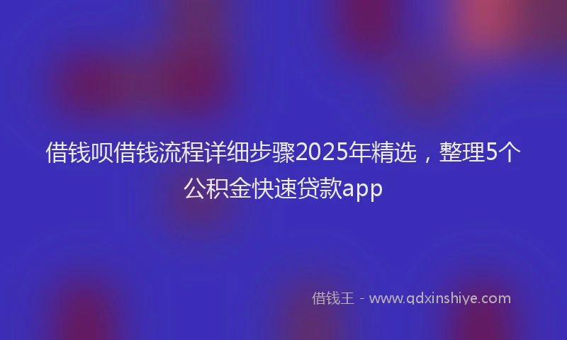 借钱呗借钱流程详细步骤2025年精选，整理5个公积金快速贷款app