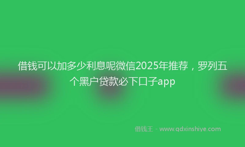借钱可以加多少利息呢微信2025年推荐，罗列五个黑户贷款必下口子app
