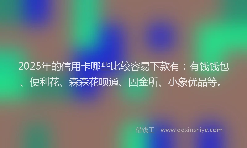 2025年的信用卡哪些比较容易下款有：有钱钱包、便利花、森森花呗通、固金所、小象优品等。
