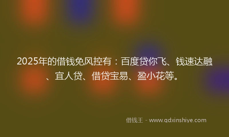 2025年的借钱免风控有：百度贷你飞、钱速达融、宜人贷、借贷宝易、盈小花等。