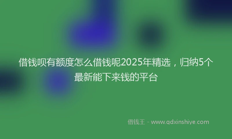借钱呗有额度怎么借钱呢2025年精选，归纳5个最新能下来钱的平台