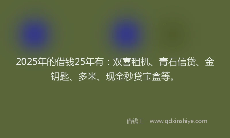 2025年的借钱25年有：双喜租机、青石信贷、金钥匙、多米、现金秒贷宝盒等。