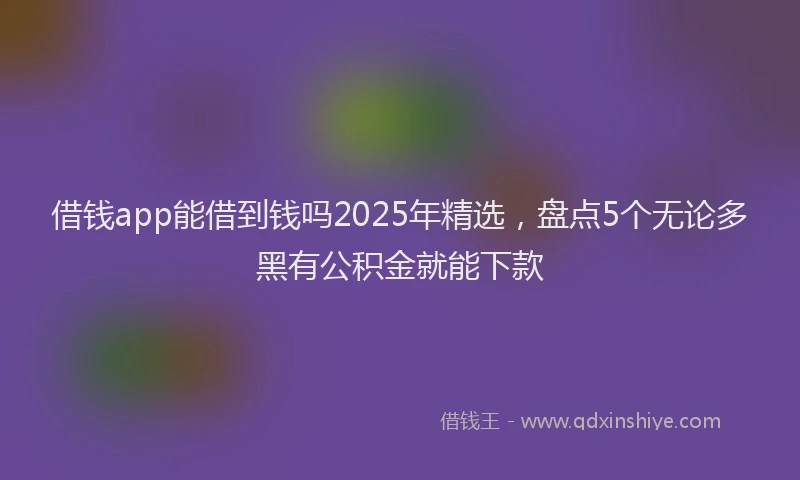 借钱app能借到钱吗2025年精选，盘点5个无论多黑有公积金就能下款
