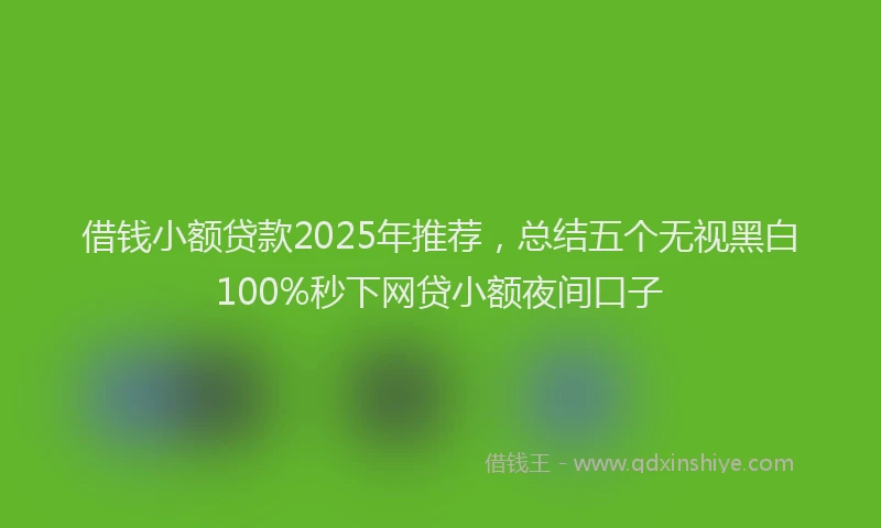借钱小额贷款2025年推荐，总结五个无视黑白100%秒下网贷小额夜间口子