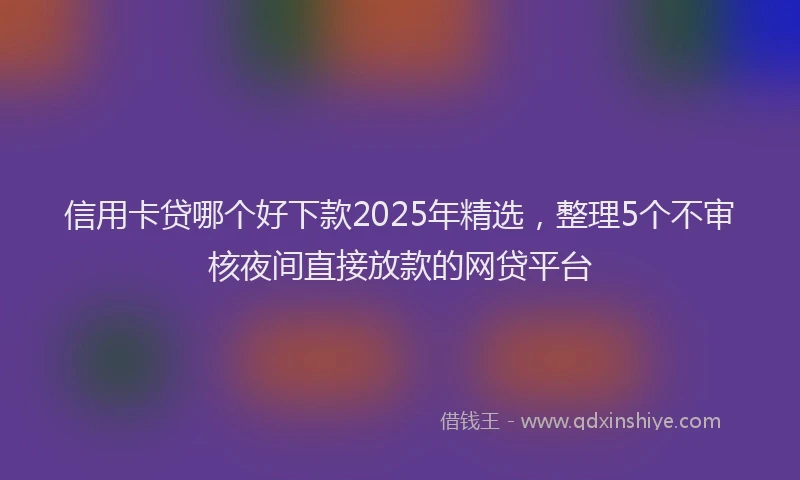 信用卡贷哪个好下款2025年精选，整理5个不审核夜间直接放款的网贷平台