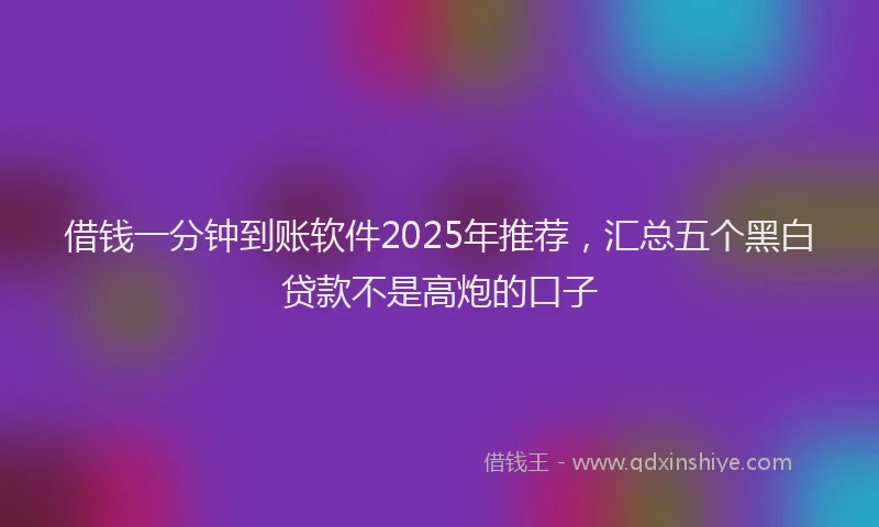 借钱一分钟到账软件2025年推荐，汇总五个黑白贷款不是高炮的口子