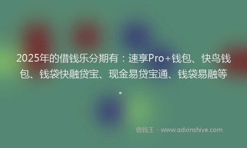 2025年的借钱乐分期有：速享Pro+钱包、快鸟钱包、钱袋快融贷宝、现金易贷宝通、钱袋易融等。