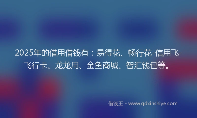 2025年的借用借钱有：易得花、畅行花-信用飞-飞行卡、龙龙用、金鱼商城、智汇钱包等。