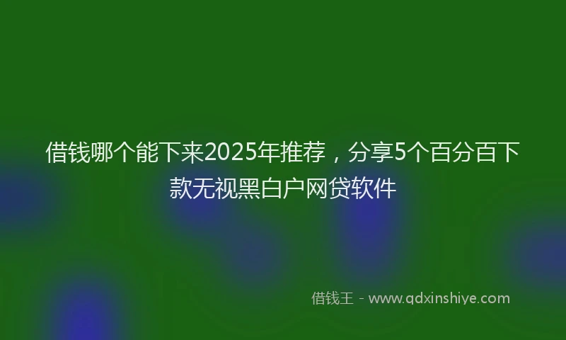 借钱哪个能下来2025年推荐，分享5个百分百下款无视黑白户网贷软件