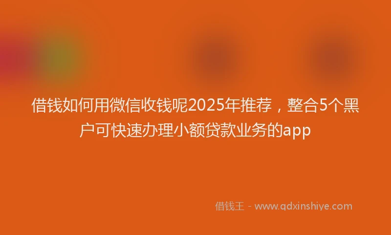 借钱如何用微信收钱呢2025年推荐，整合5个黑户可快速办理小额贷款业务的app