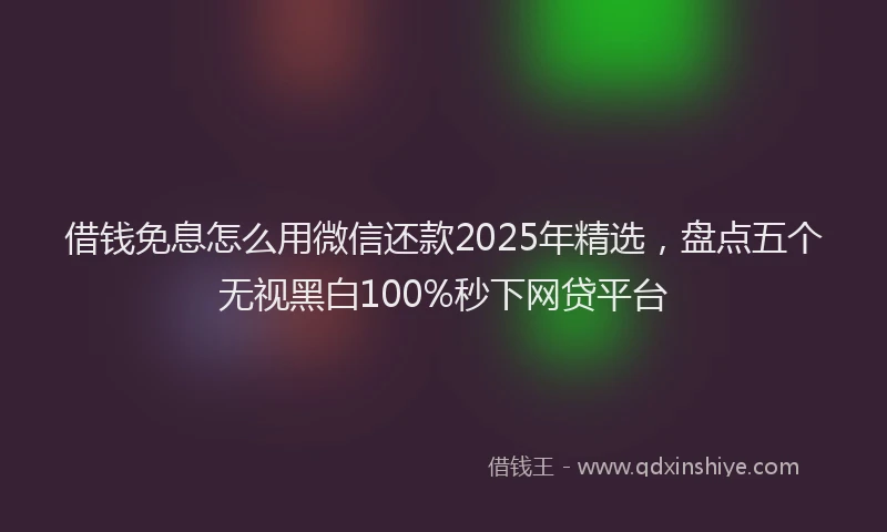 借钱免息怎么用微信还款2025年精选，盘点五个无视黑白100%秒下网贷平台