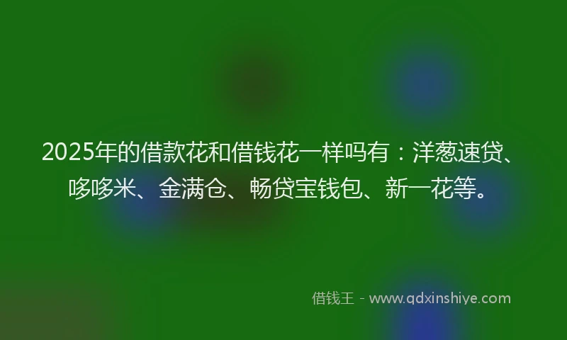 2025年的借款花和借钱花一样吗有：洋葱速贷、哆哆米、金满仓、畅贷宝钱包、新一花等。