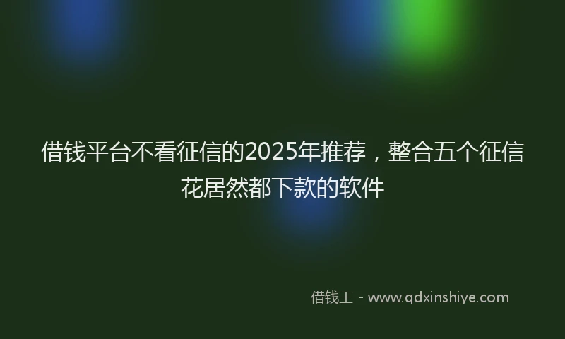 借钱平台不看征信的2025年推荐，整合五个征信花居然都下款的软件