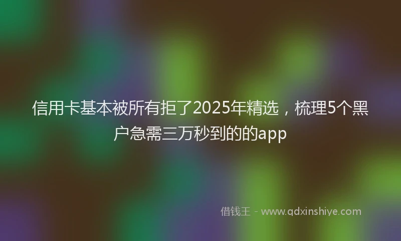 信用卡基本被所有拒了2025年精选，梳理5个黑户急需三万秒到的的app