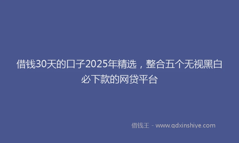 借钱30天的口子2025年精选，整合五个无视黑白必下款的网贷平台