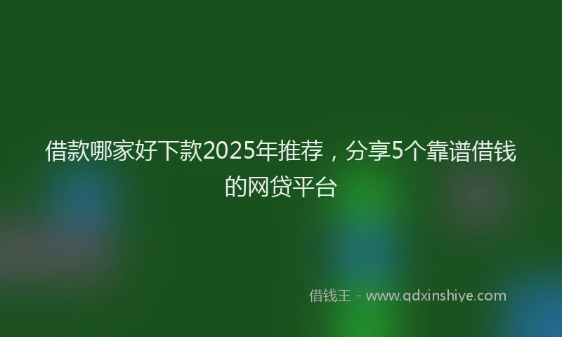 借款哪家好下款2025年推荐,分享5个靠谱借钱的网贷平台