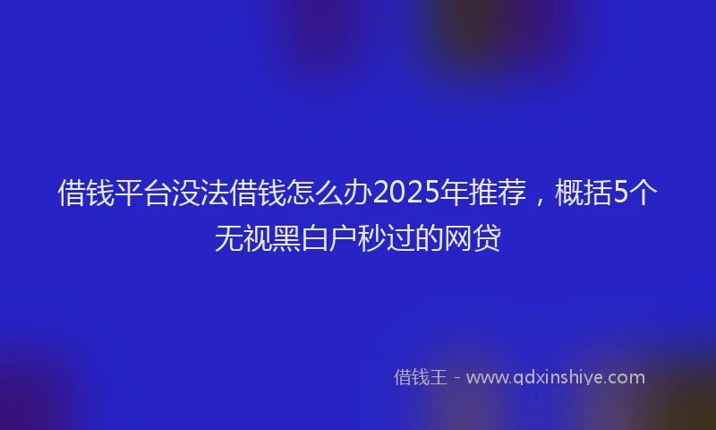 借钱平台没法借钱怎么办2025年推荐，概括5个无视黑白户秒过的网贷