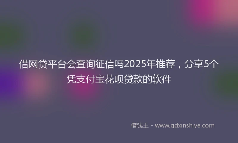 借网贷平台会查询征信吗2025年推荐，分享5个凭支付宝花呗贷款的软件