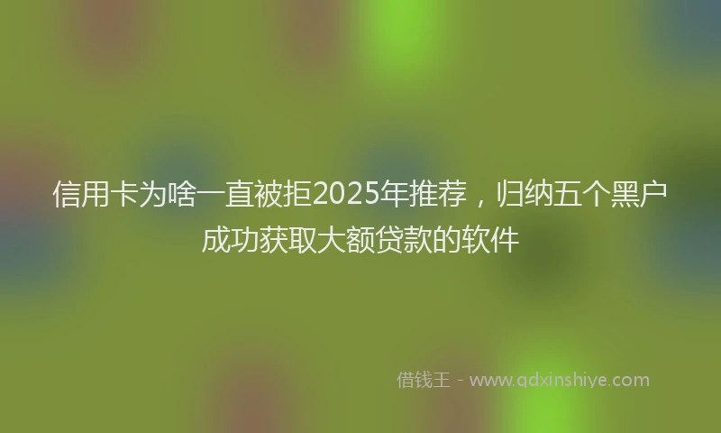 信用卡为啥一直被拒2025年推荐，归纳五个黑户成功获取大额贷款的软件